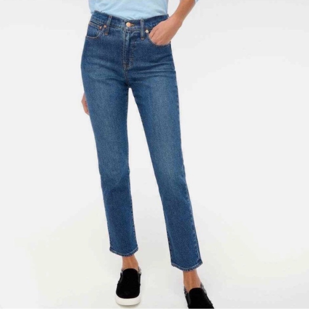 J Crew Essential Straight Jean High Rise Ankle Medium‎ Wash, Size 26